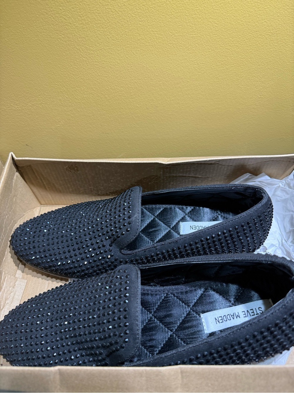 Steve Madden Black Studded Slip-On Loafers - Picture 5 of 6